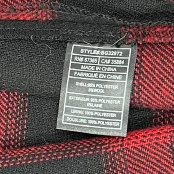 BB Dakota Lilymay Jacket Size XS Red Black Plaid Asymmetric Zip Wool Blend Boho - Picture 12 of 16